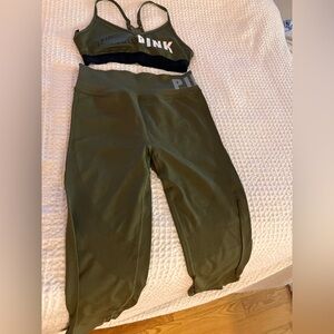PINK Olive Green Activewear 2 PIECE Set